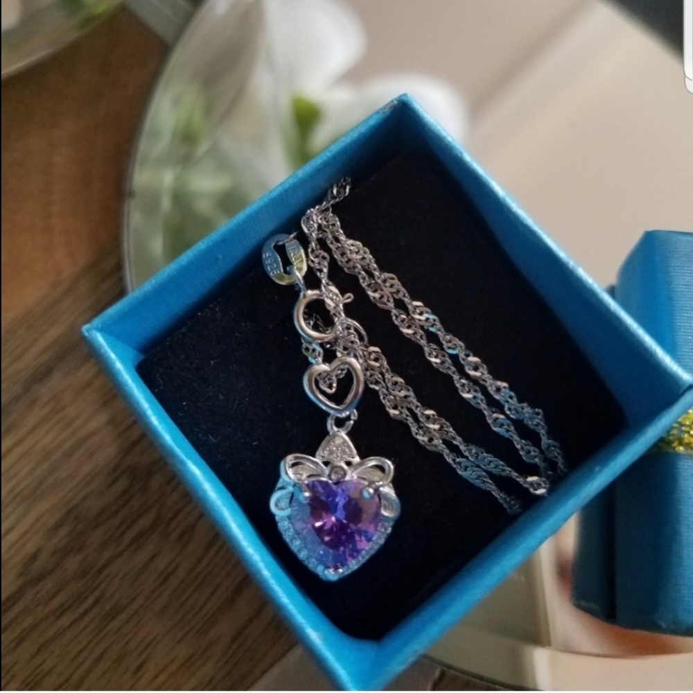 Swarovski Amethyst Heart White Gold plated NWT - Picture 5 of 8
